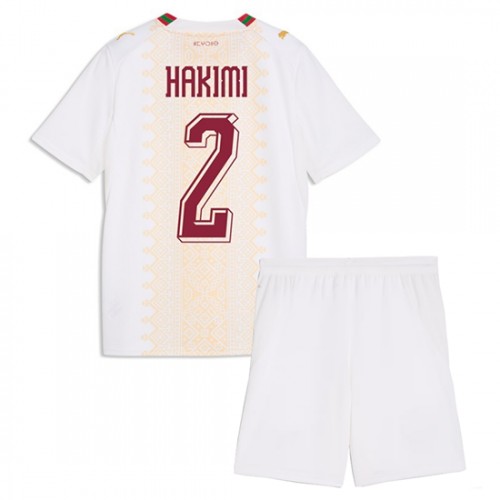 Stroje piłkarskie Maroko Achraf Hakimi #2 Koszulka Wyjazdowej dla dzieci MŚ 2026 Krótki Rękaw (+ szorty)